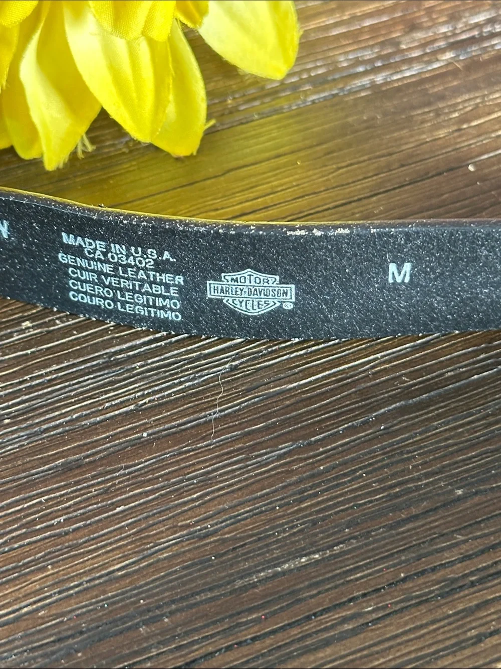Harley-Davidson Black Leather Belt with Silver Shield Buckle